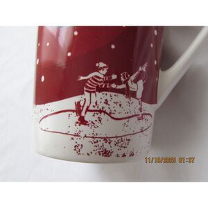 Starbucks 2007 tall coffee mug ice skating red Christmas tea